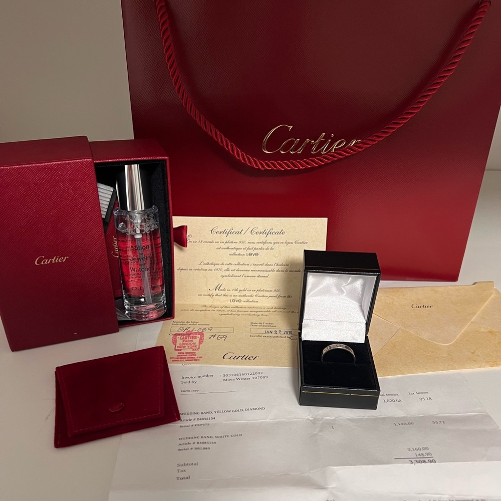 Cartier love wedding band, white gold